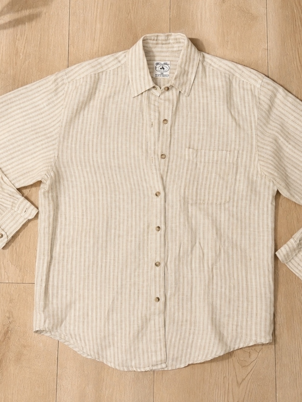 Vintage Brooks Brothers Sport Shirt XS Linen Cotton Tan Western Oversized